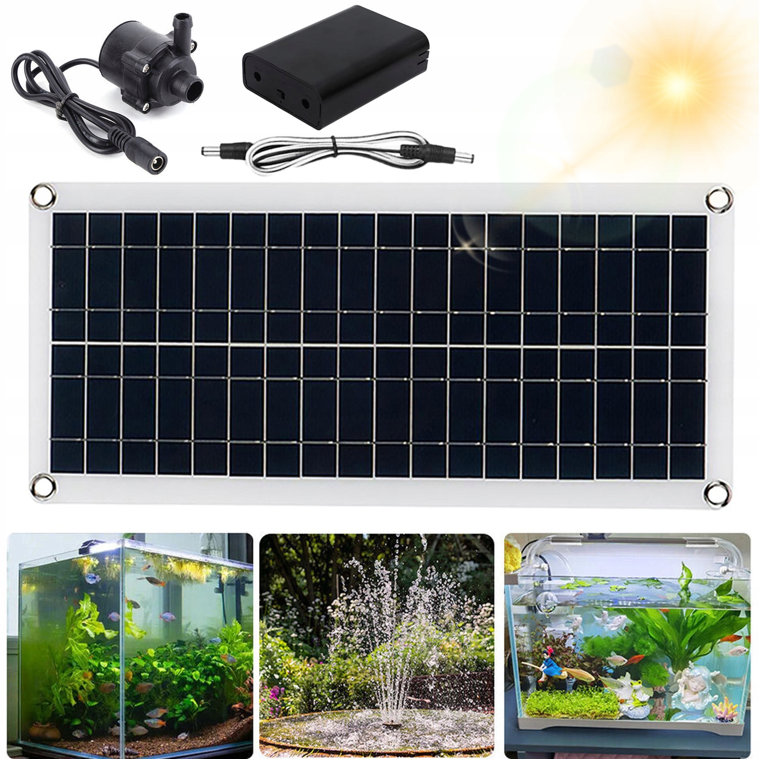 Pompa Solarna Przenośna 50W Do Basenu Oczka Wodnego I Fontanny