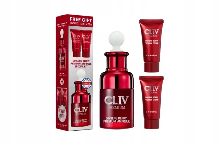 Zestaw CLIV Premium Ampułka Do Twarzy Żeń-szeń 30ML Mini Kremy 2 X 10ML