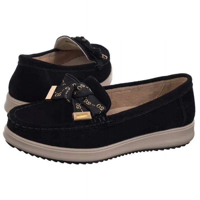 Dámské semišové boty Mokasíny Filippo černé DP6457/26 černé