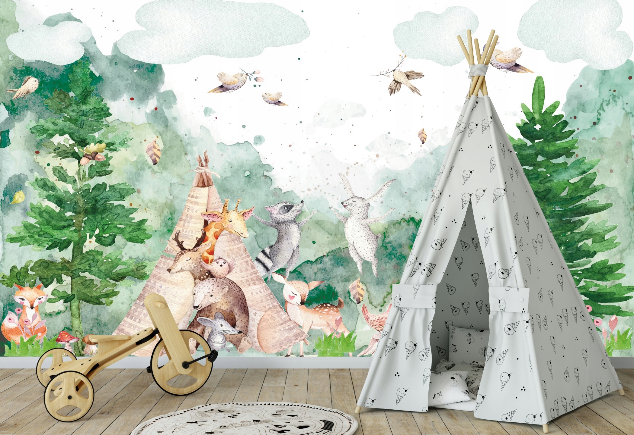 Fototapeta dla dzieci dekoracyjna do pokoju ZWIERZĘTA LEŚNE LAS na wymiar EAN (GTIN) 5905711770943