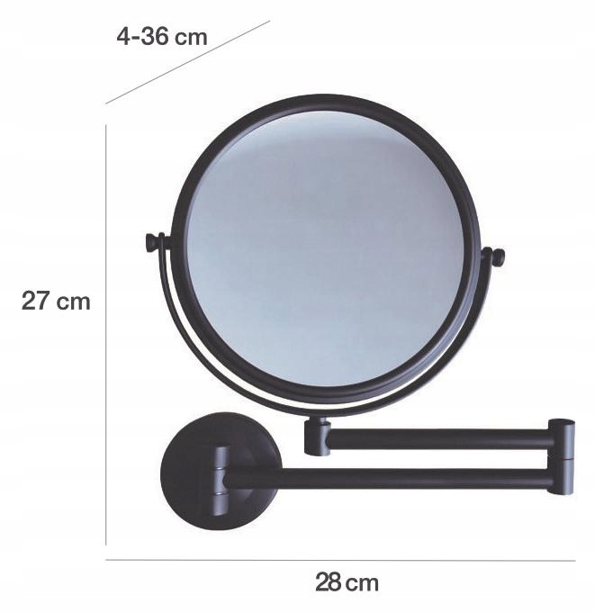 Lusterko do makijażu czarne ruchome ścienne x3 Kolor dominujący czarny