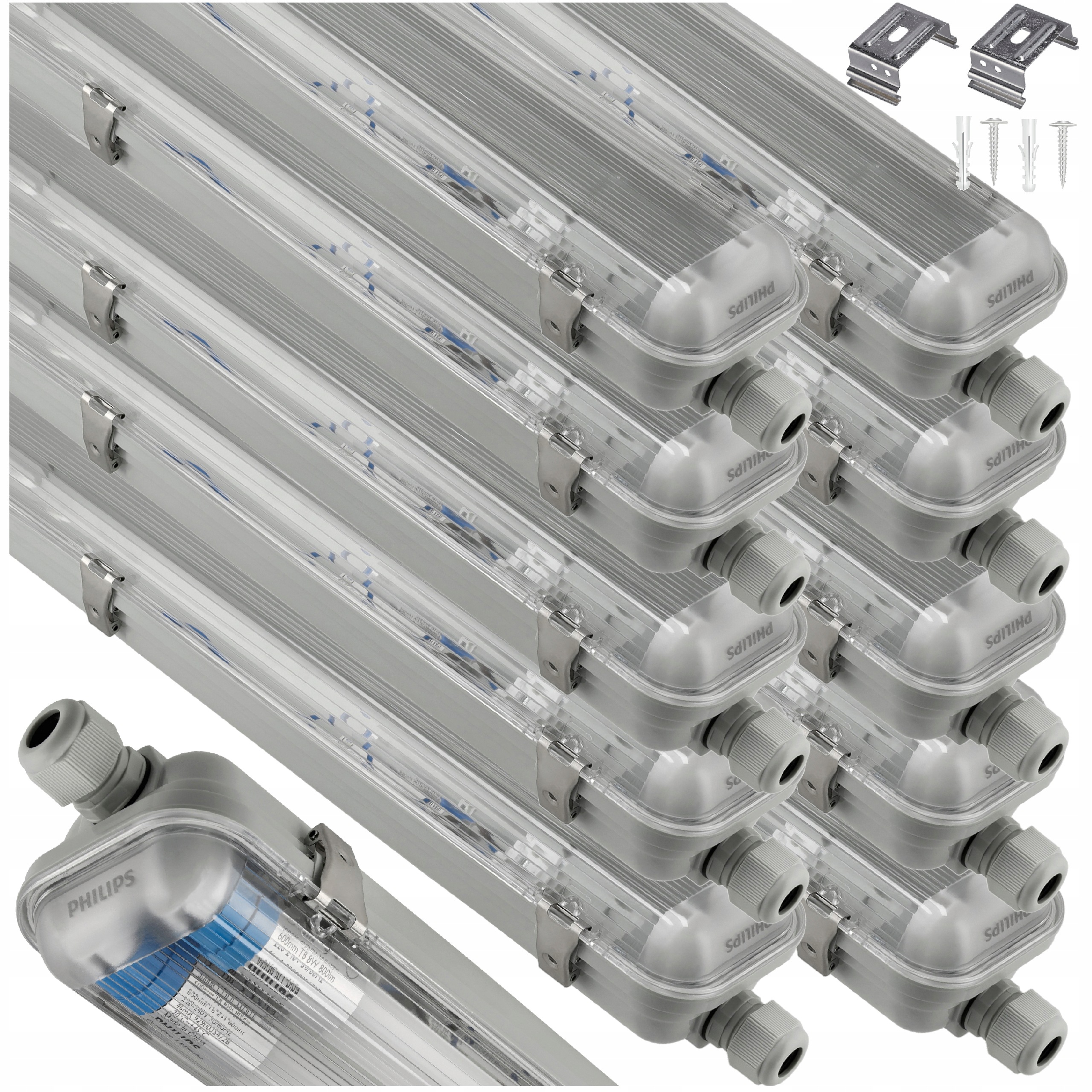 Philips Oprawa Hermetyczna Lampa Led Na Tuby 2x150cm Garażowa Zestaw x10