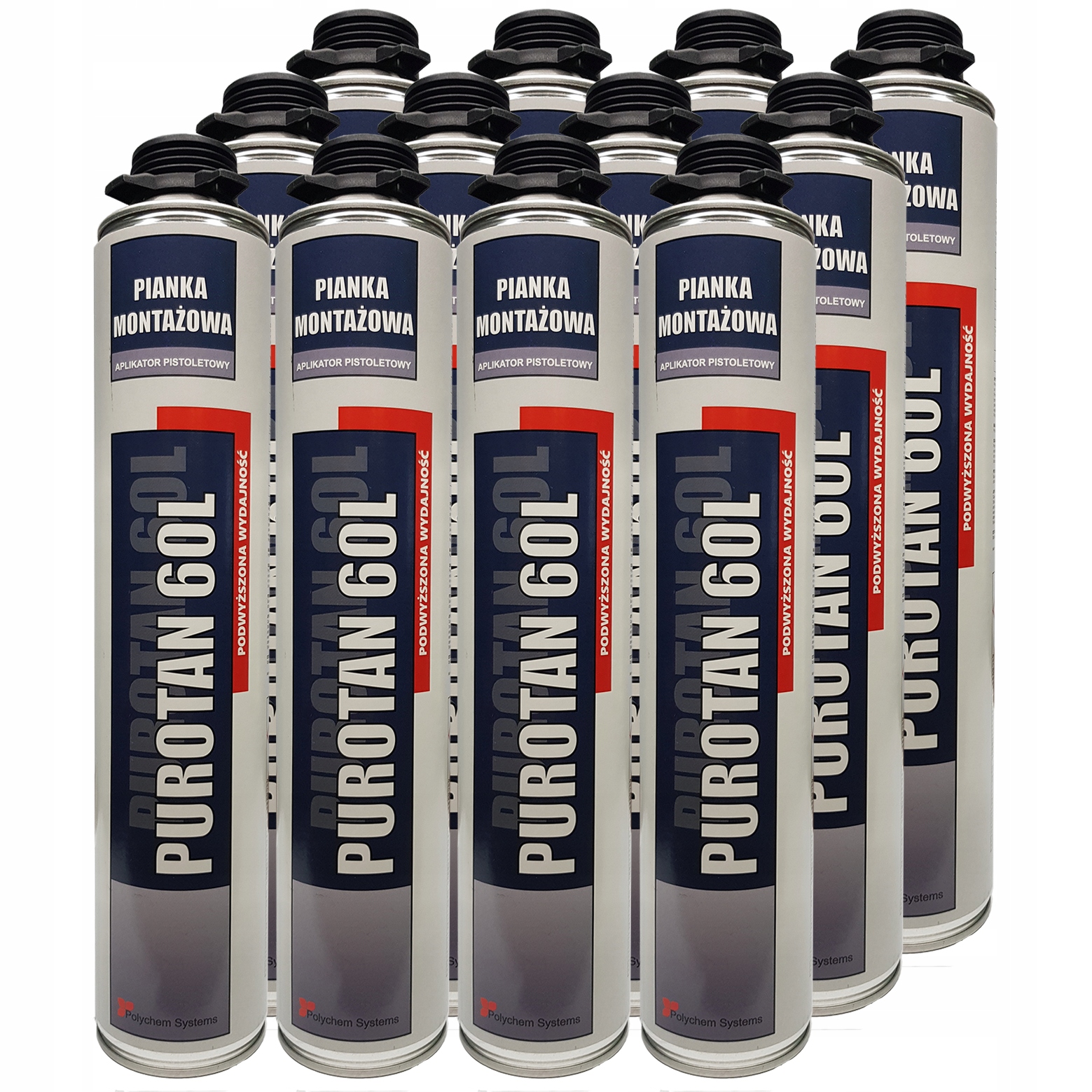 12 x Purotan 60 l. Pištoľová montážna pena Max Účinná 1000 ml. 60 litrov