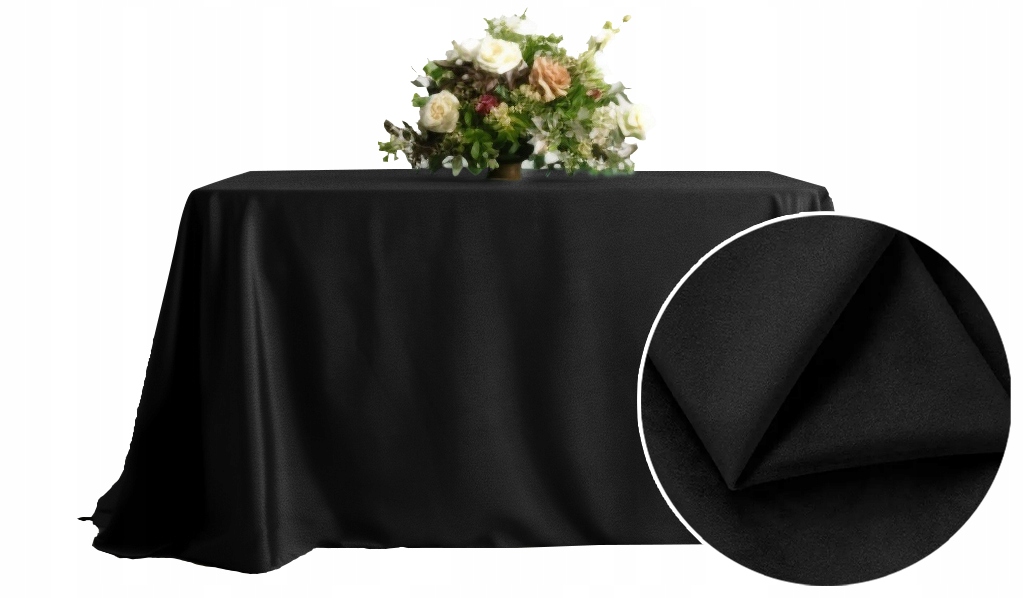 Obrus Matowy Welur czarny na stół 230x230cm