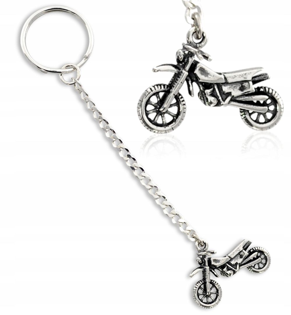 Stříbrný Přívěsek Na Klíče Motor Cross 925 Bikes