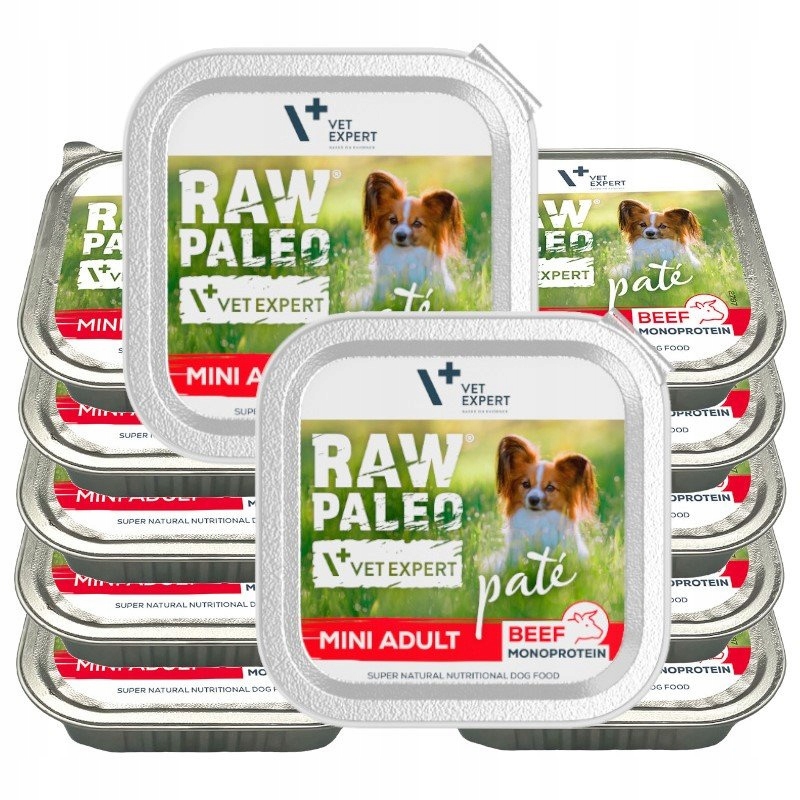 Raw Paleo Pate Mini Adult Beef miska 12x150g Vlhké Krmivo pro psy s hovězím masem
