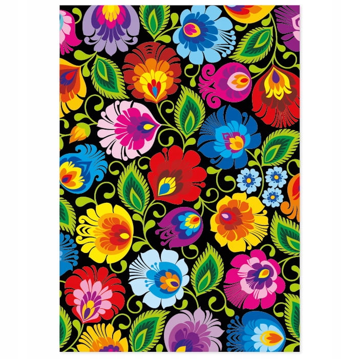 

Kartka okolicznościowa kwiaty łowickie czarne