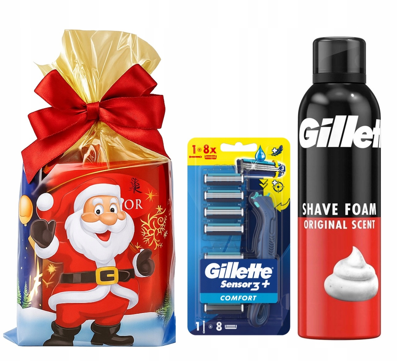 Dárková sada Gillette Sensor3 holicí strojek 8 náplní, pěna na holení
