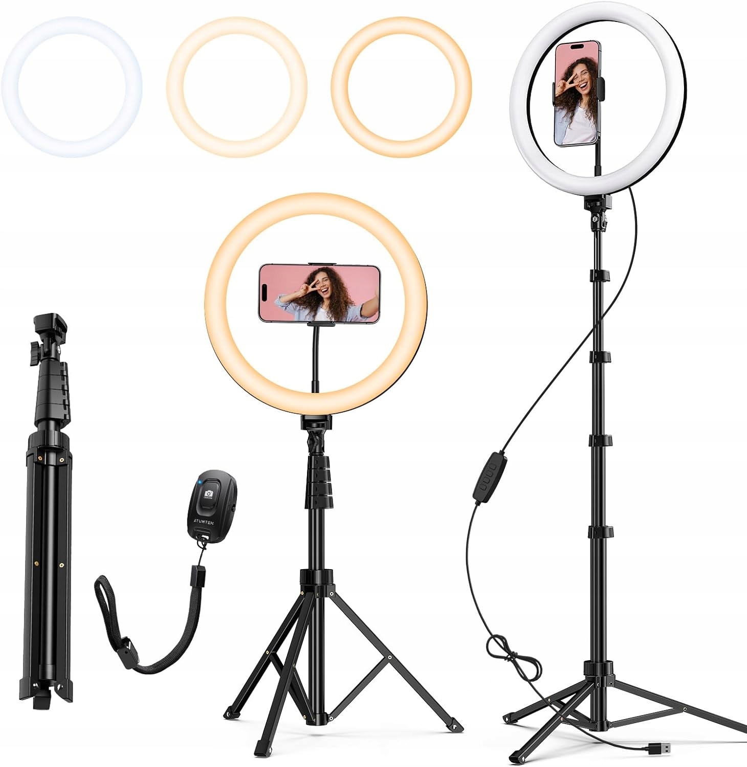 Statyw z Lampą Pierścieniową śr. 30 cm Atumtek ATRL131 Regulowany do 160 cm