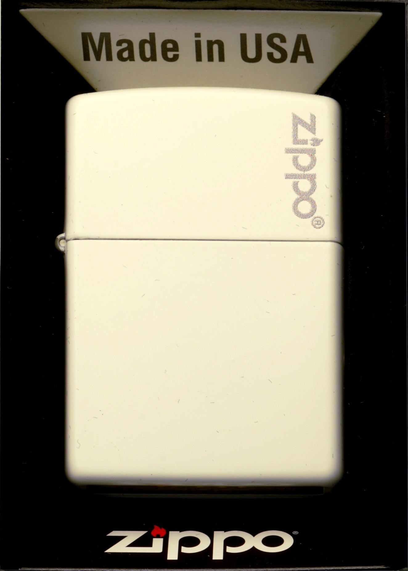 Zapalovač Zippo White Matte Logo 60001270 Větruodolný benzínový