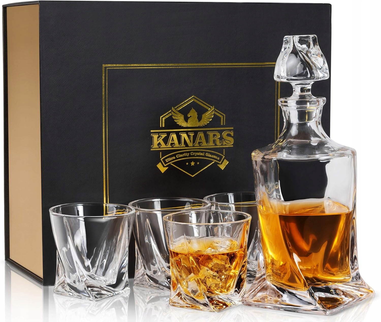 Sada karaf na whisky 800 ml 4 sklenice 300 ml křišťál bez olova dárek