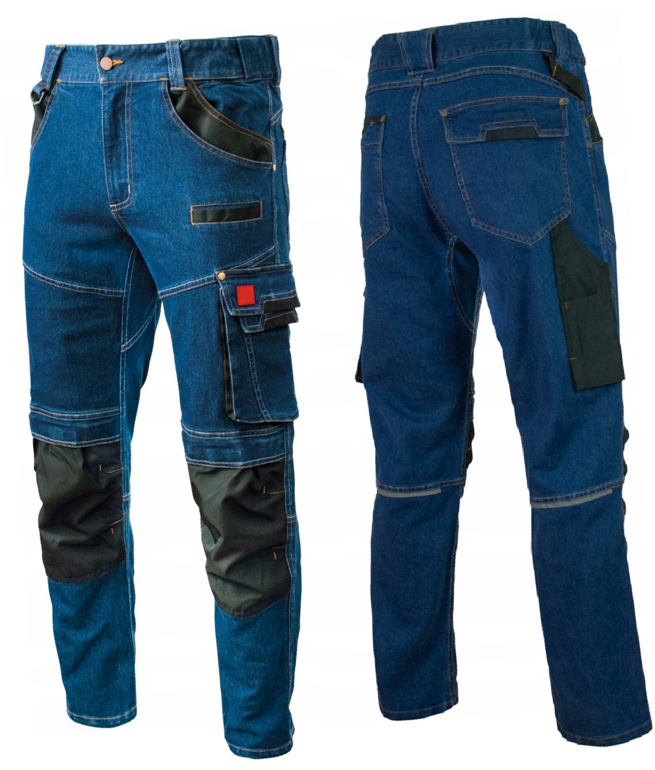 Spodnie Robocze Jeans Stretch elastyczne Mocne dużo kieszeni