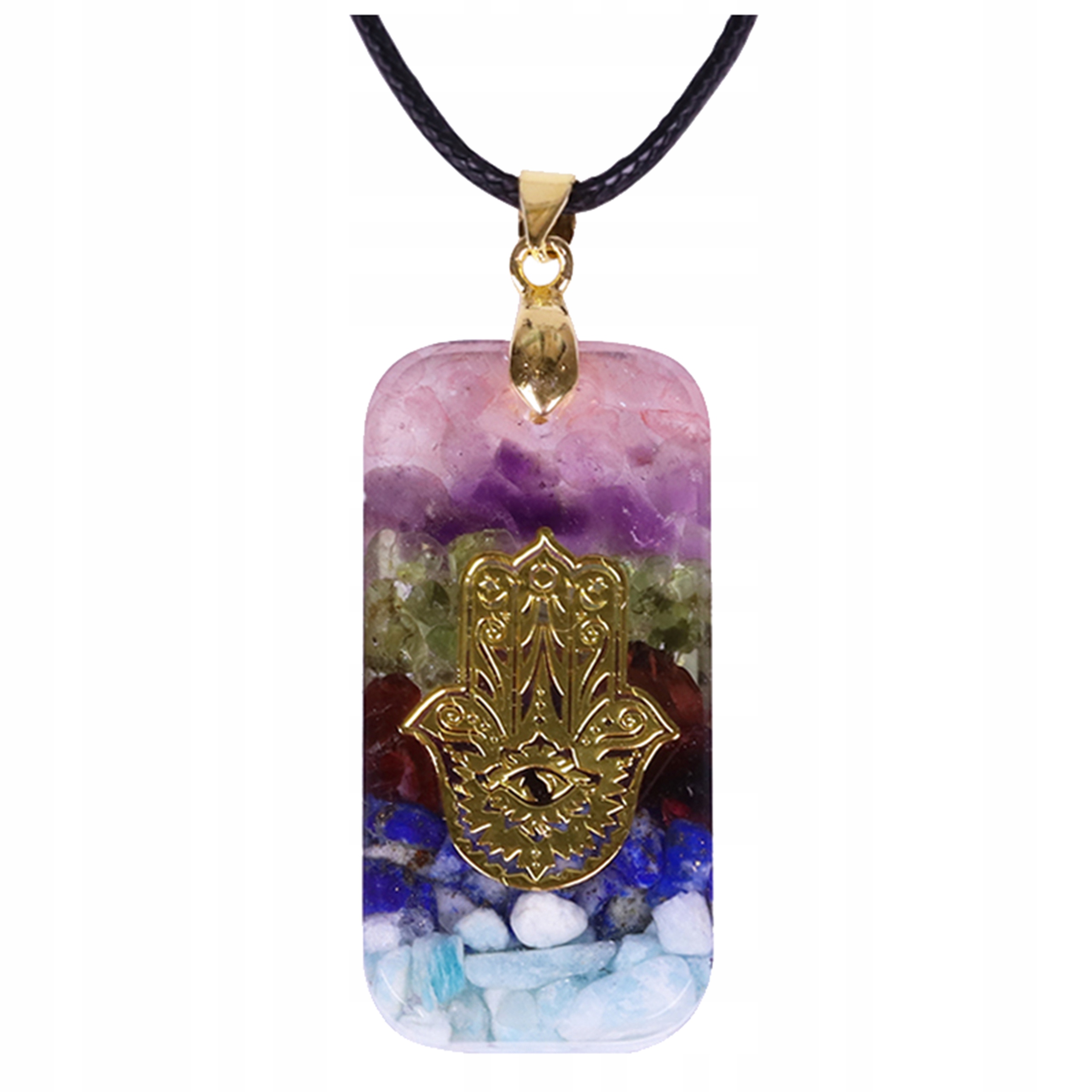 Náhrdelník Orgonit Ruka Fatimy Olivín Granát Amazonit Křemen Jako Dárek