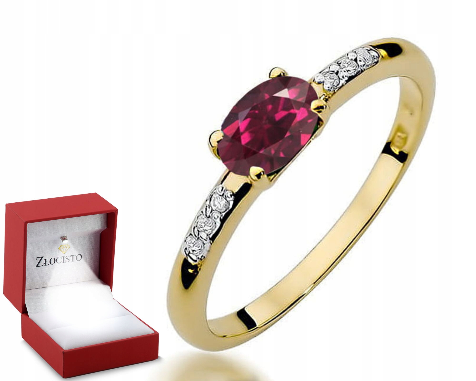 Zlatý Prstýnek S Rodolitem A Brilianty Gravírování Bonus 585 Dárek