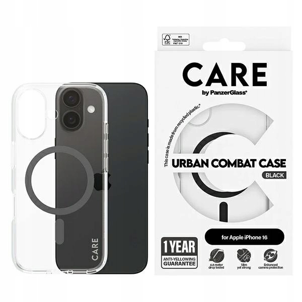 Pouzdro Care od PanzerGlass Flagship Case pro iPhone 16 6.1" černé/černé MagSa
