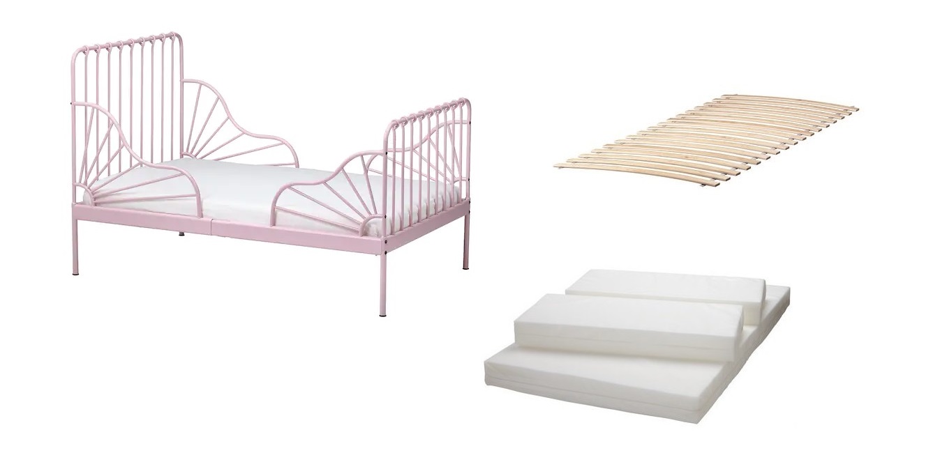 

Ikea Minnen łóżko rosnące Różowy materac Plutten