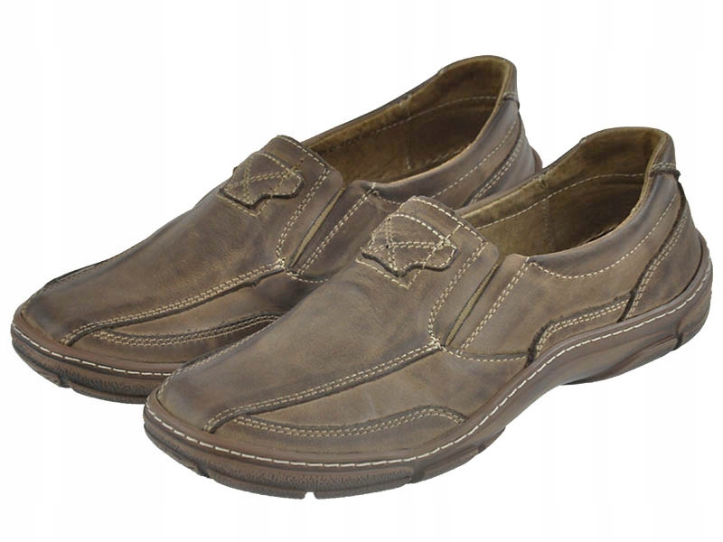 MĘSKIE OBUWIE SKÓRZANE 150BR-43 Nosek okrągły