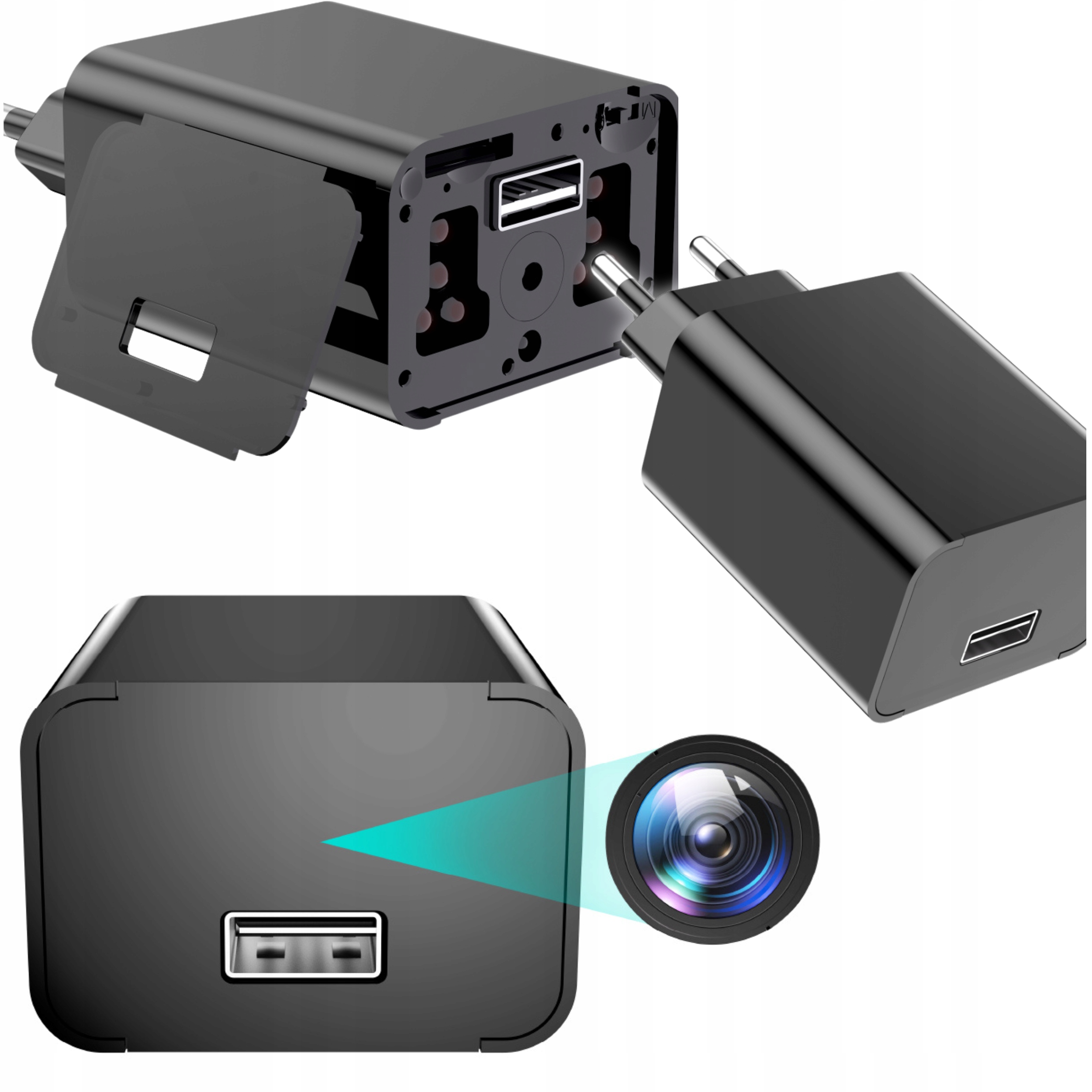 Mini kamera Ruffberg ukryta w ładowarce USB Full HD z detekcją ruchu