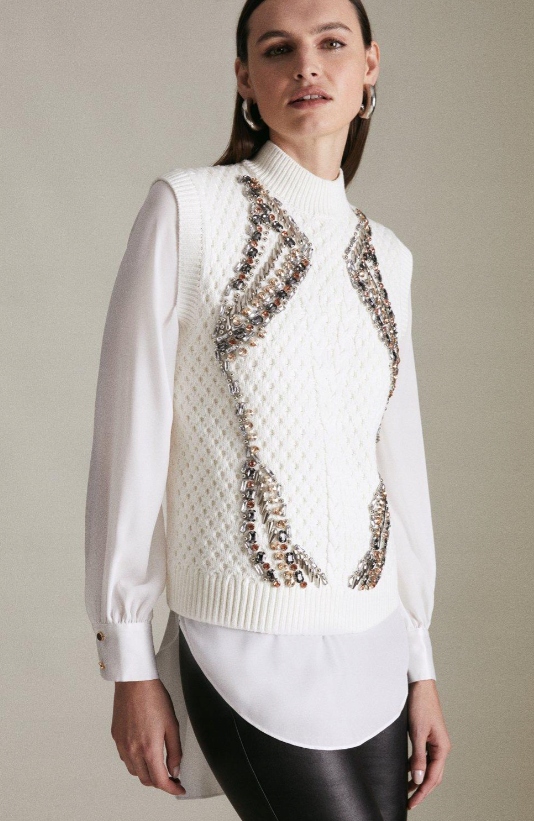 Zimní Svetr 0A2D6_A* Karen Millen Se Zdobením Xs T5A