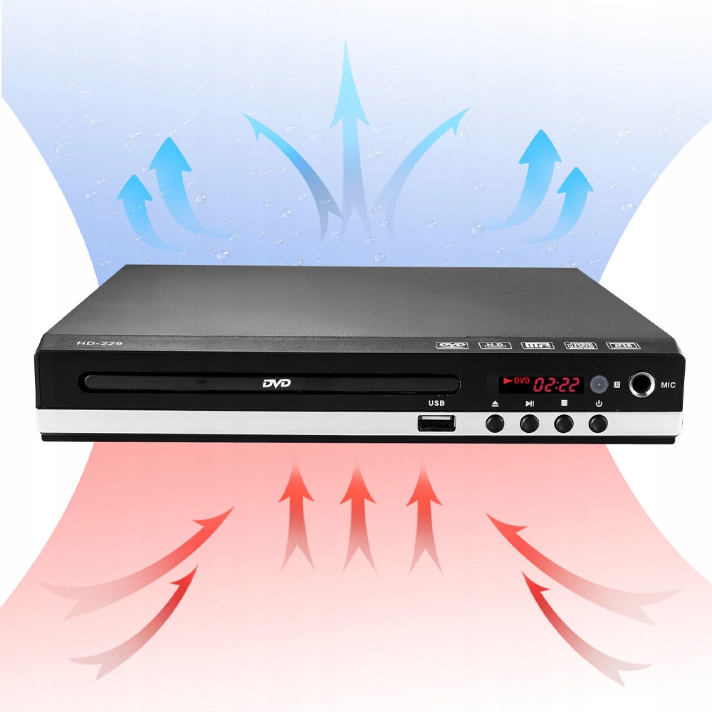 ODTWARZACZ DVD ZE ZŁĄCZEM HDMI AV 1080P CD UHD VCD AUDIO MP3 USB Z PILOT Formaty obrazu DVD-Video VCD