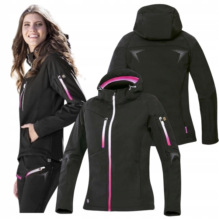 Kurtka Damska Softshell Z Kapturem Ardon Creatron Czarno Różowa Xs