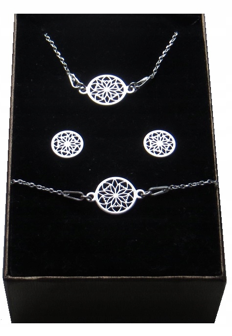 

Komplet biżuterii srebrnej Celebrytka Ażur Pudełko