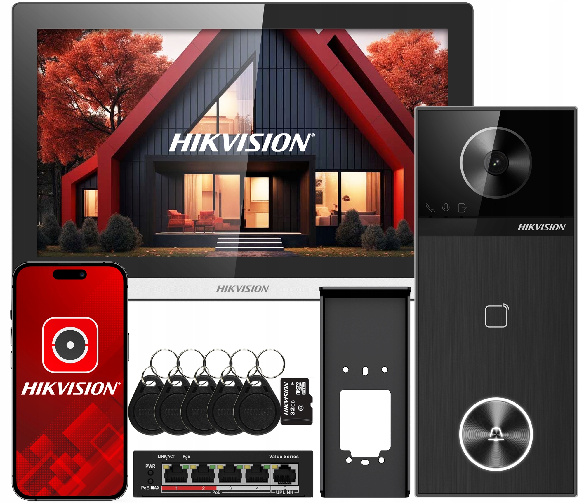 Videovrátnik Ip WiFi DS-KIS610-P Hikvision Brána Aplikácia Kľúčenky