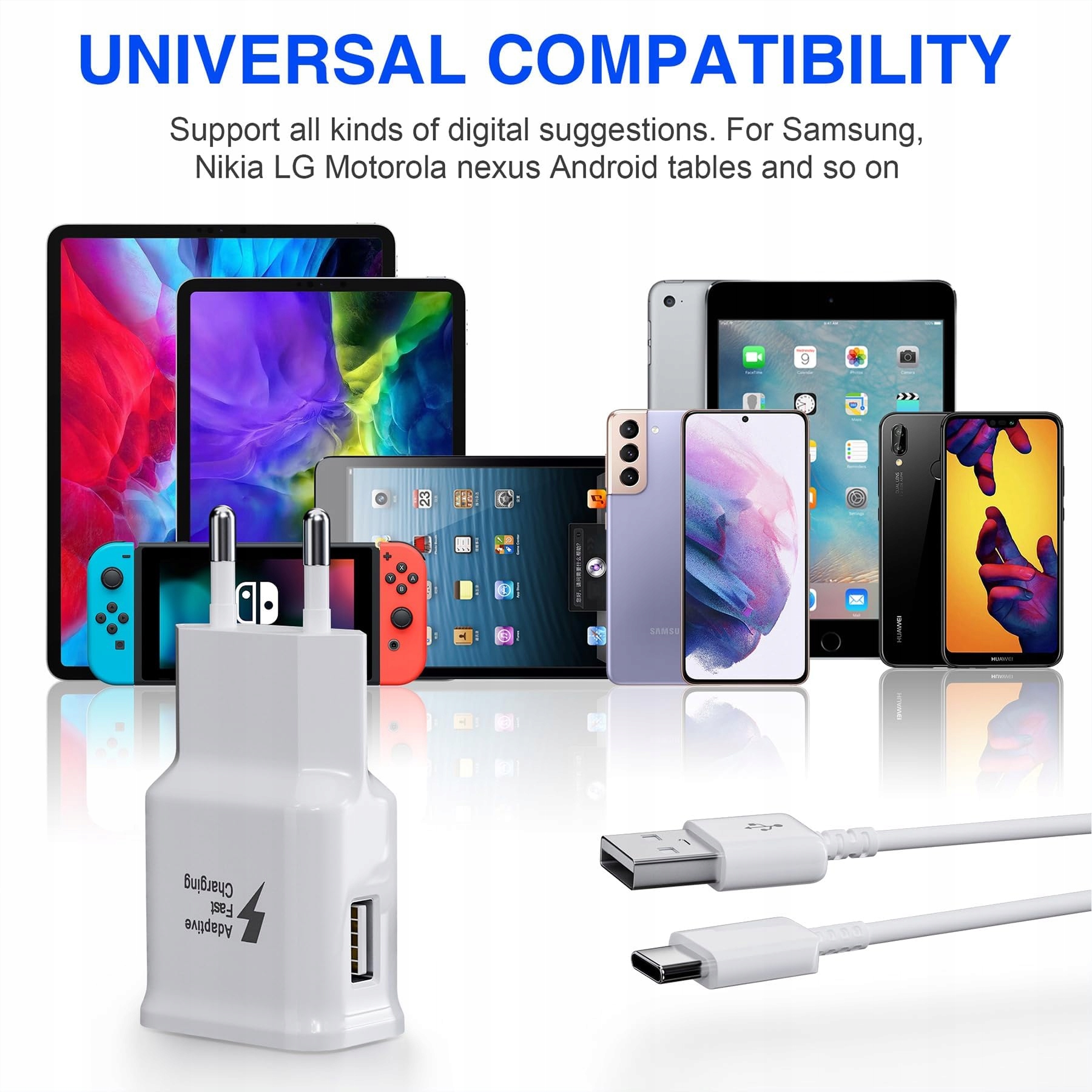 Samneer Ładowarka USB Szybkie Ładowanie Z Kablem USB C Do Androidów Galaxy — miniatura 6
