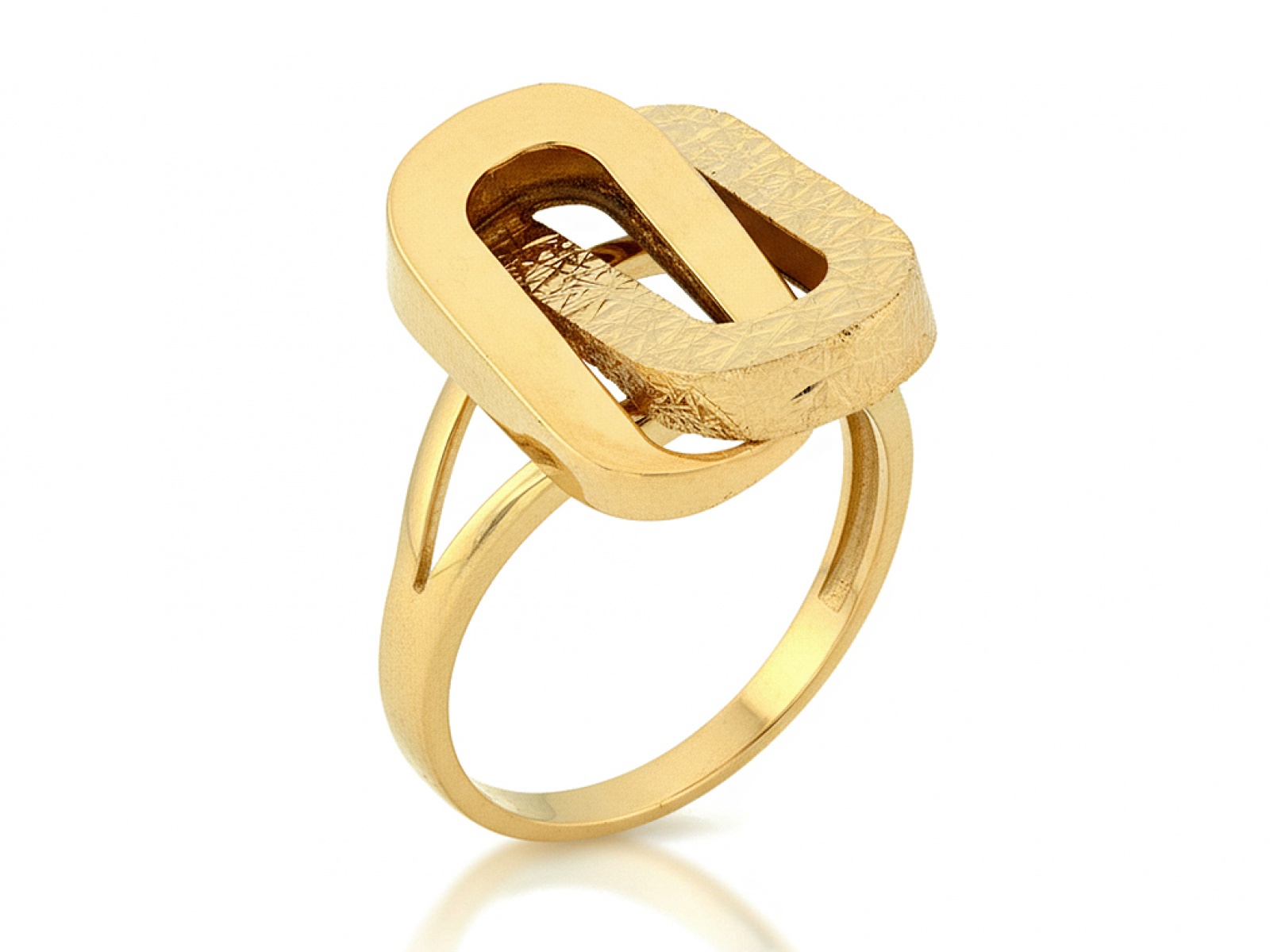 Zlatý prstýnek 585 ze dvou oválných obručí 19r, moderní, 3.21 g