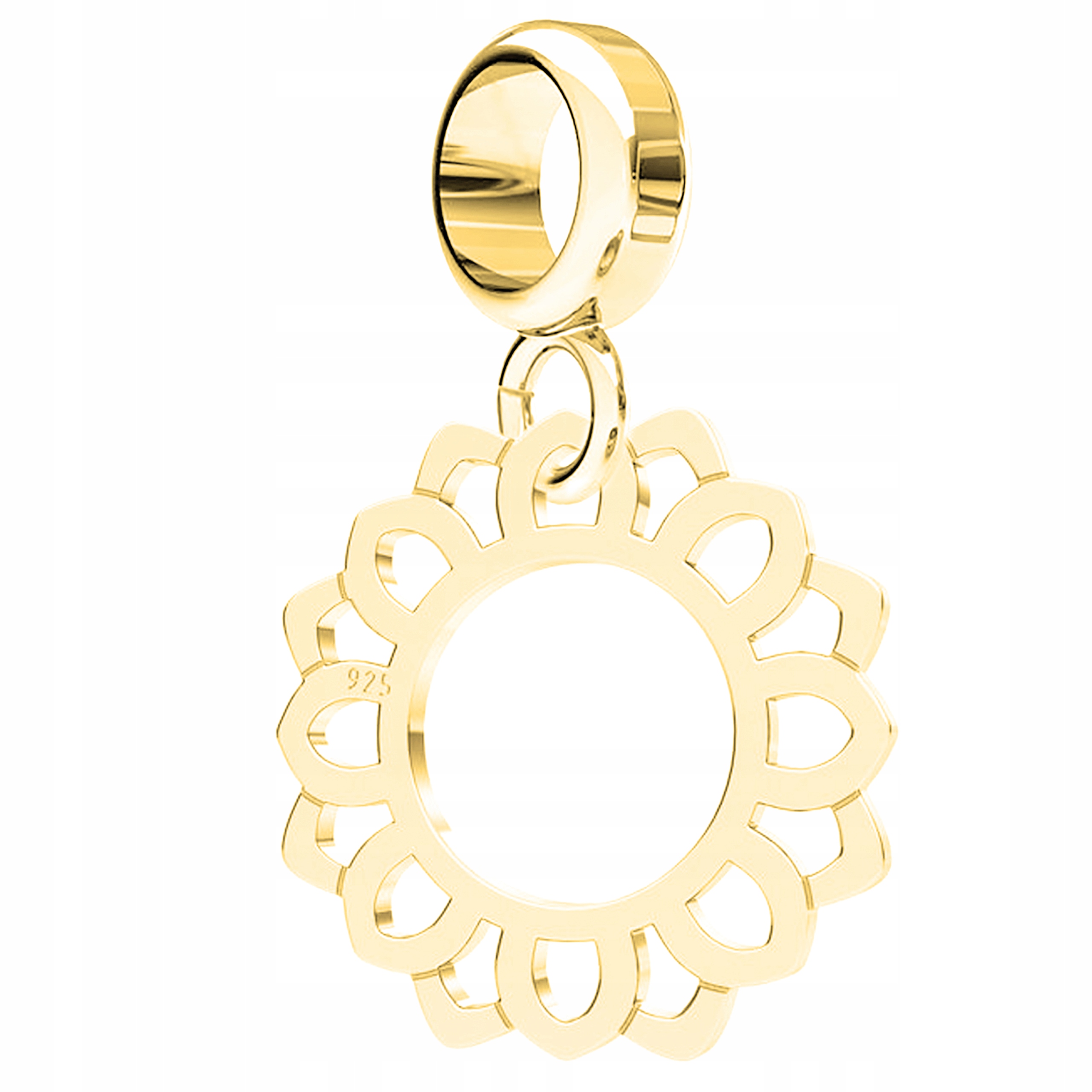 Charms Zlatý s rozetou Plech Rozetka Ažurový Květ Květina Stříbro 925