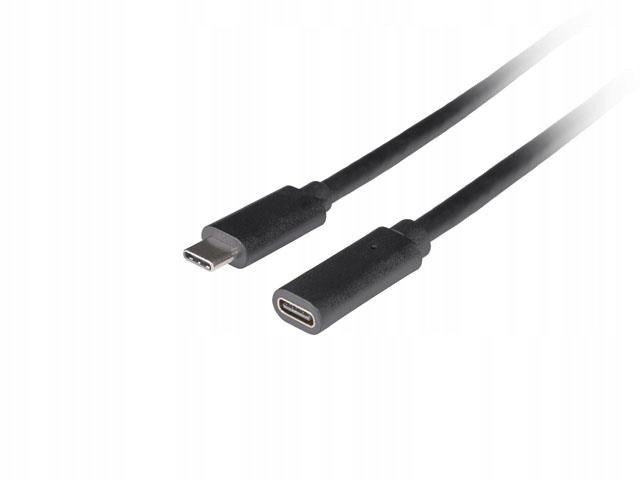 Przedłużacz Lanberg Usb-c M/f 3.1 0,5m czarny