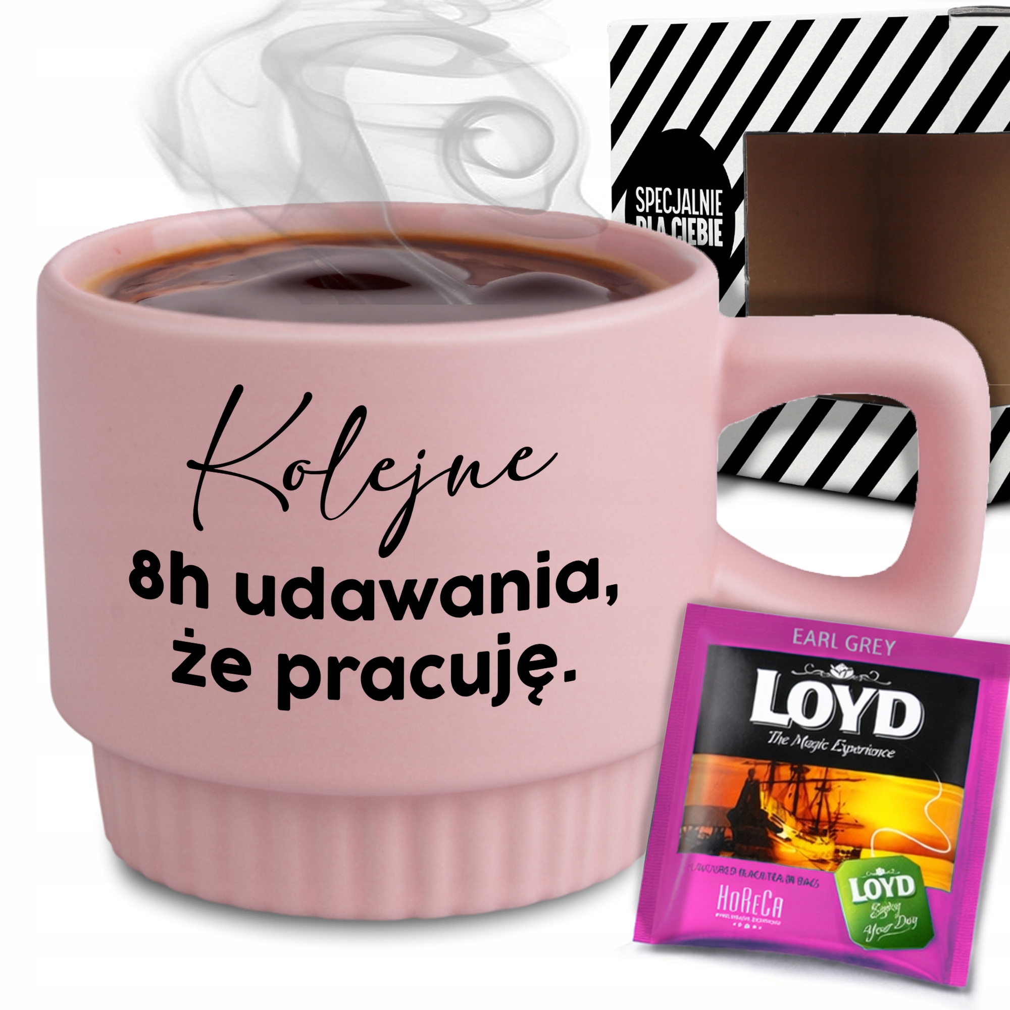 Ryhovaný Hrnček V Krabici Ružový Čaj 8 Hodín Predstierania, Že Pracujem Ako Darček