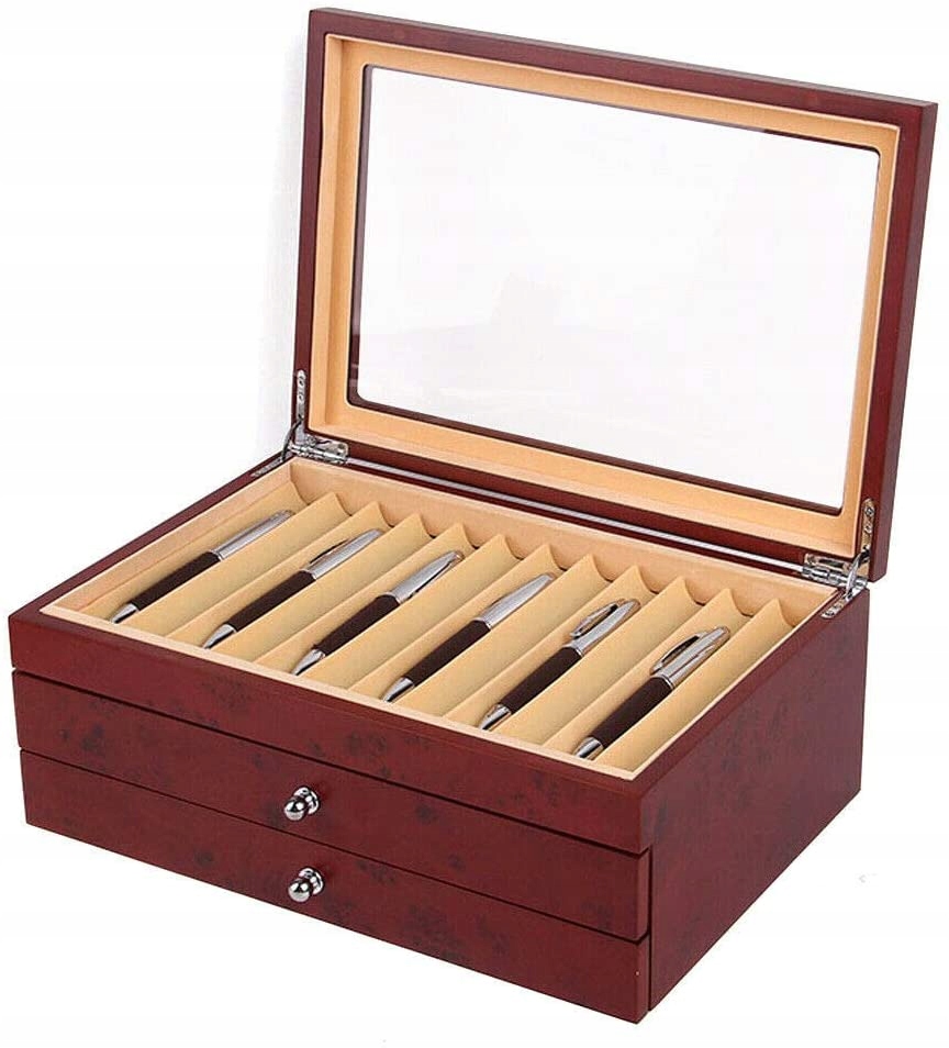 3-layer wooden fountain pen box