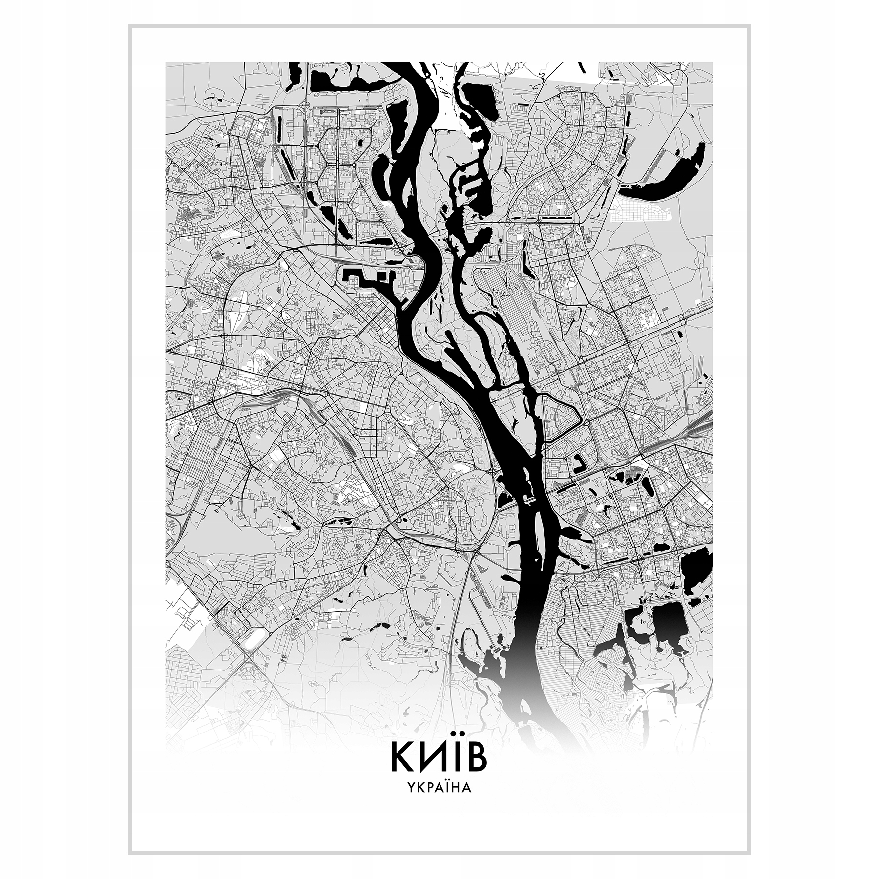 

Plakat 30x40 Mapa Kijów Kyjiw Kolor czarno-biały