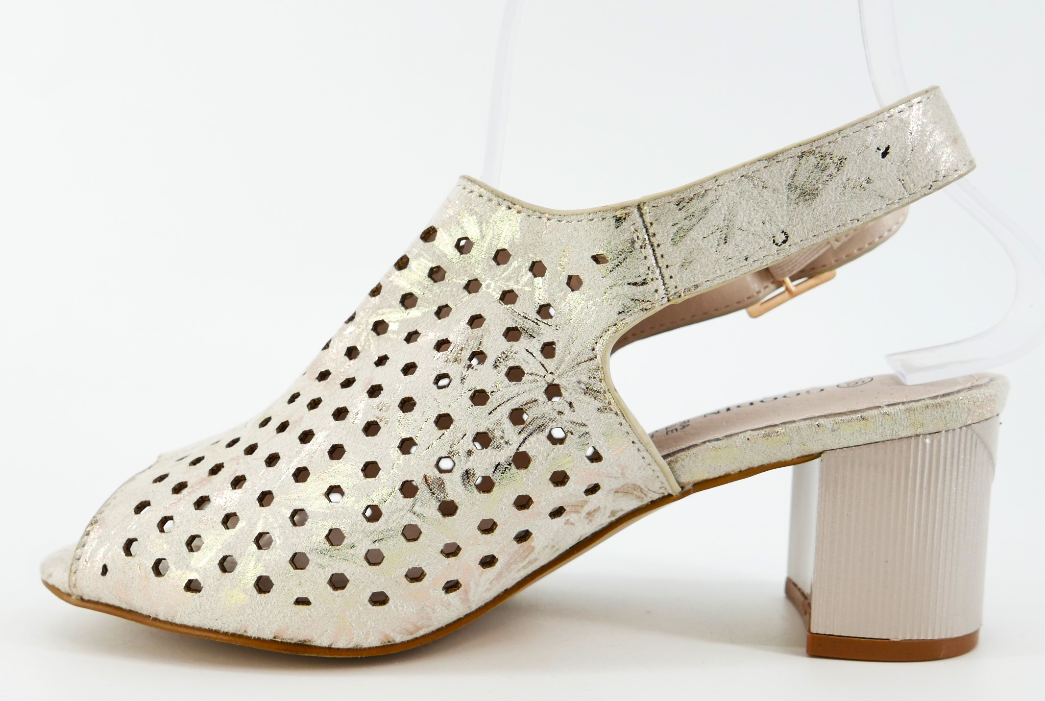 GOODIN SANDAŁY AŻUROWE BEŻOWE NA SŁUPKU BŁYSK R39 Marka Goodin