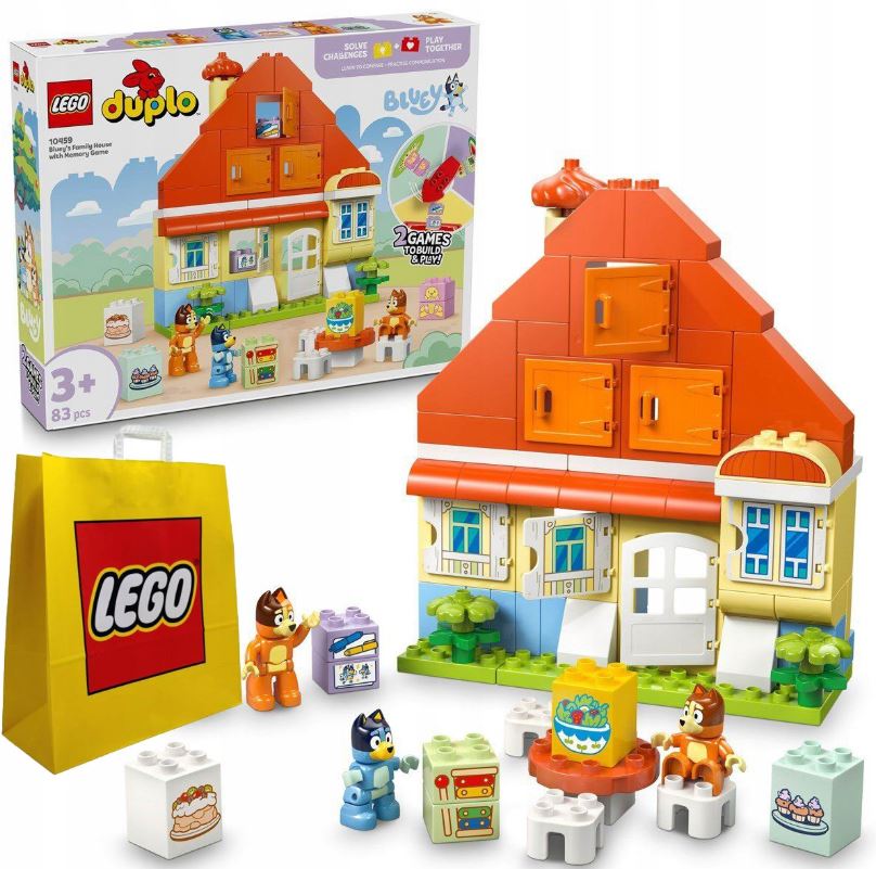 Lego Duplo Bluey 10459 Rodinný dům Blue s pexesem taška