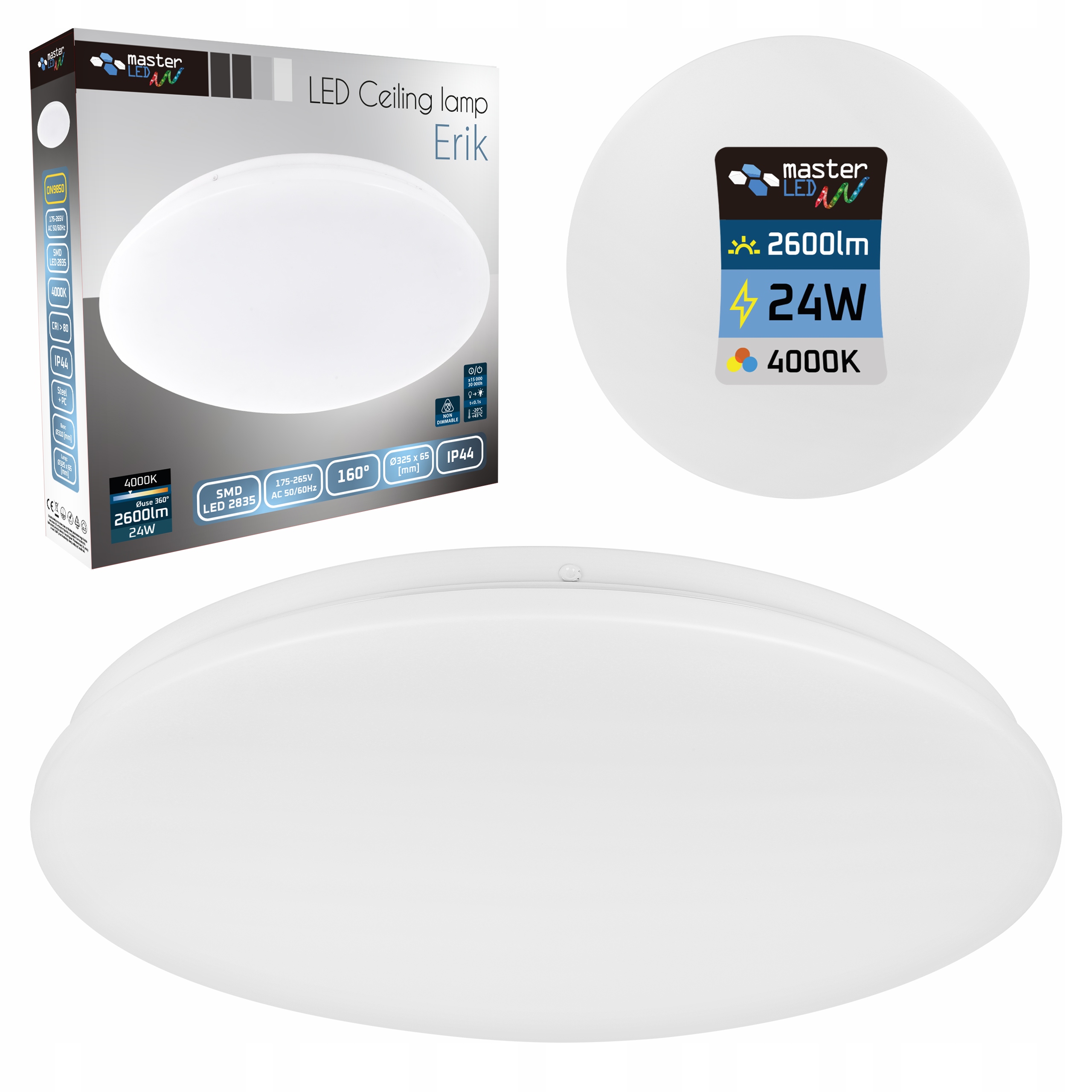 Plafon LED Erik D32,5 IP44 24W 4000K biały