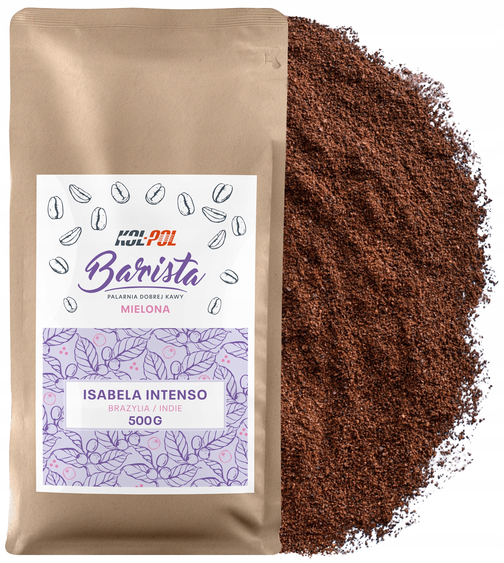Levně Mletá Káva 500 g Káva Čerstvě pražená Lokální Isabela Intenso x Kol-Pol