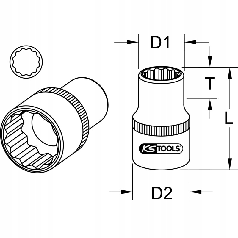 KS Tools Gniazdo 12-kątne, 1.3/8", 59x48x48 mm Marka KS Tools