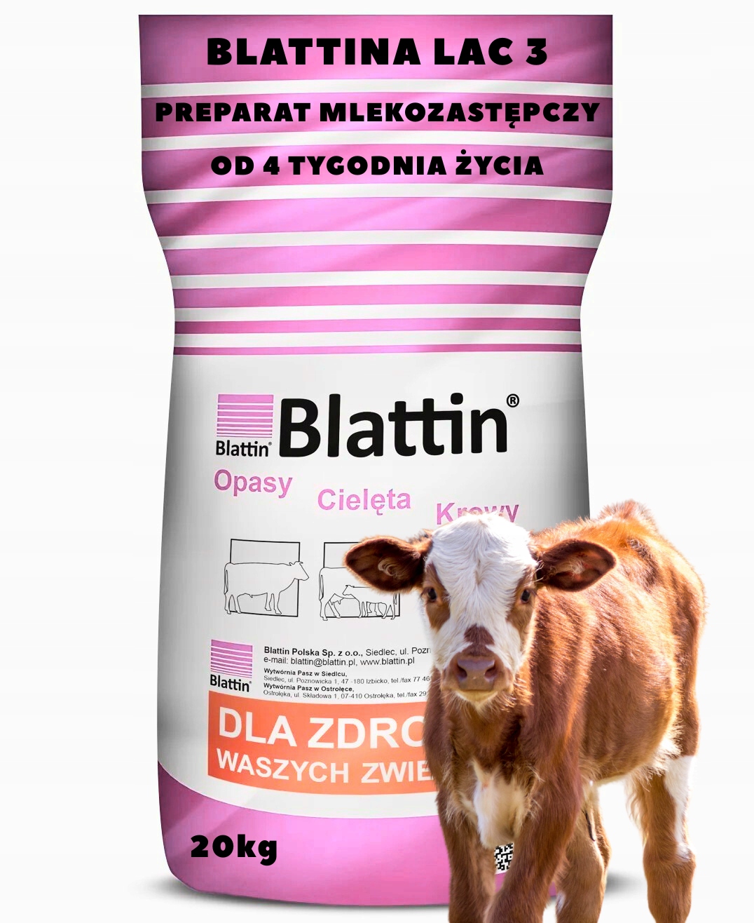 Preparat Mlekozastępczy Blattin LAC3 20KG Od 4 Tygodnia Życia Siemię Lniane