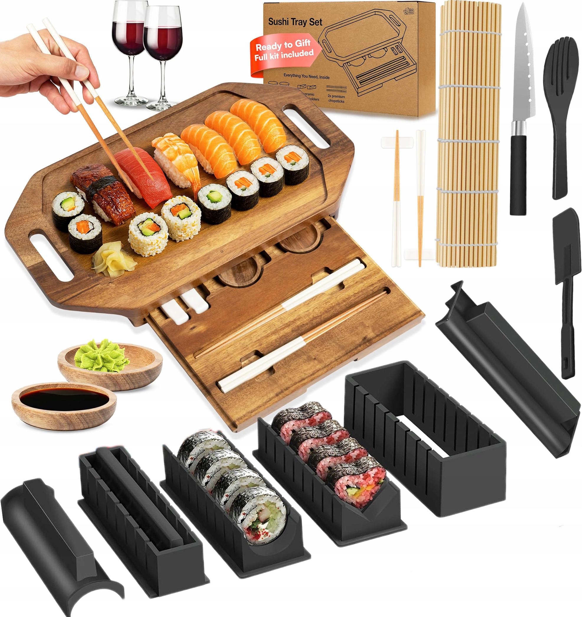 ZESTAW MASZYNKA DO ROBIENIA SUSHI Z TACA SUSHI ROLKA MATA PRASKA