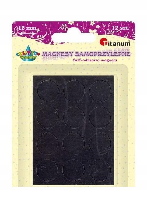 MAGNESY SAMOPRZYLEPNE OKRĄGŁE CZARNE 12MM 12 SZT