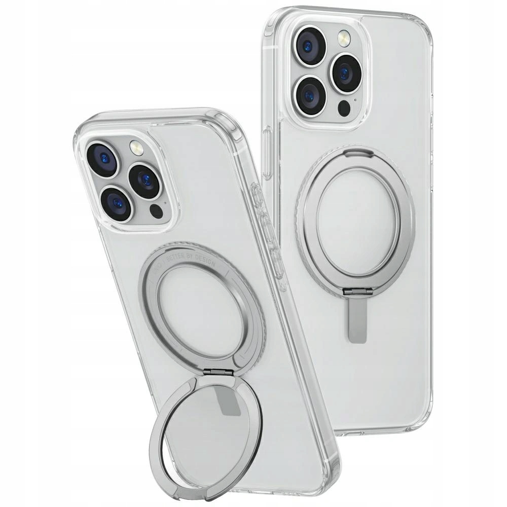 Pouzdro Uniq Swivix pro iPhone 16 Pro Max s otočným 360° stojánkem, průhledný