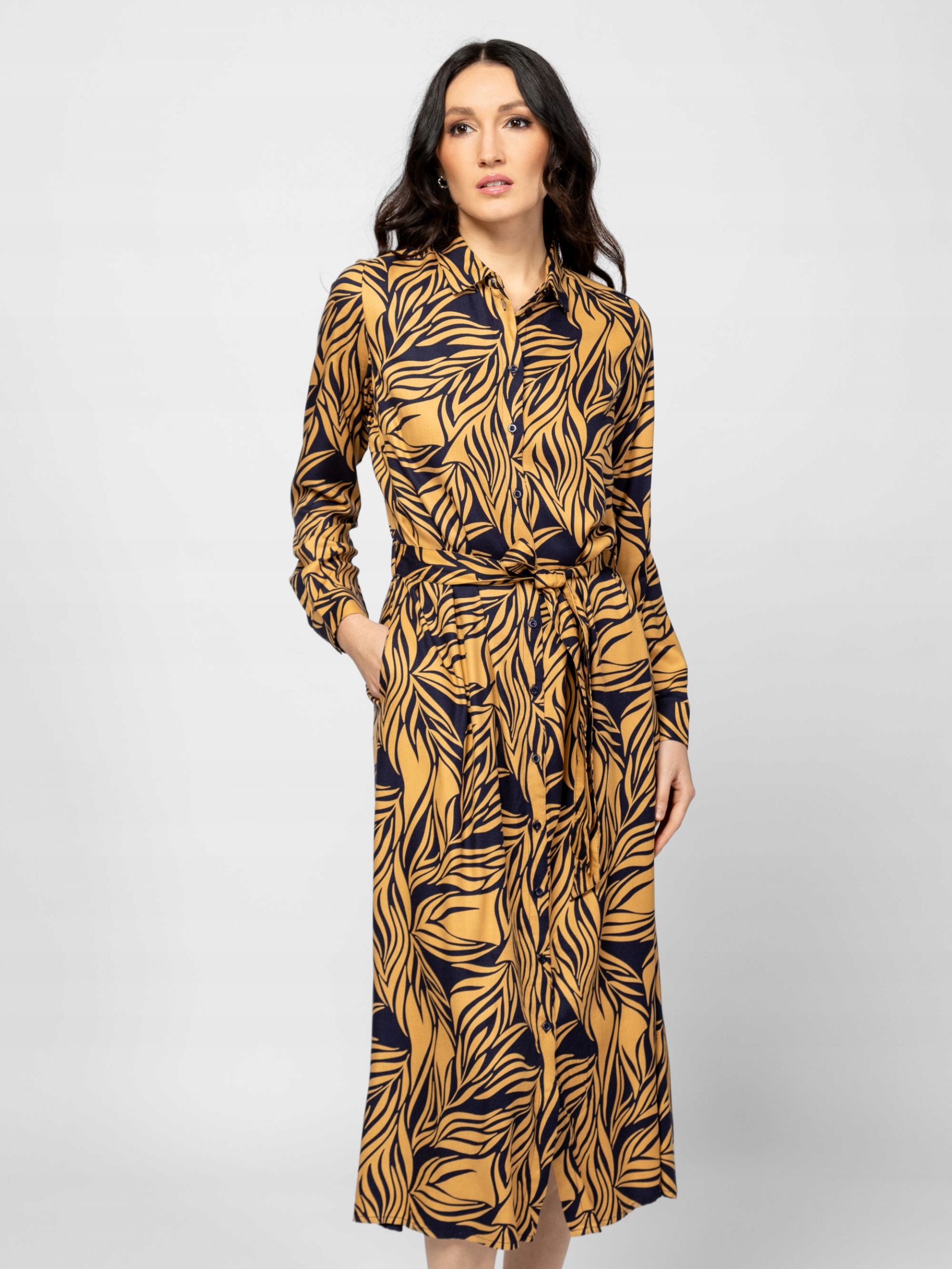 Heavy Tools Dámská Elegantní Šaty MIDI Veru Wood Medová S