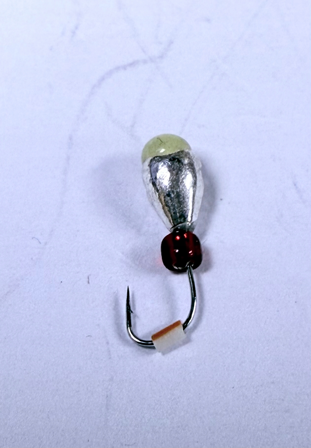 Mormyszka Wolframowa Łezka srebrna główka fluo 3mm ~0,37g 1230FLUO