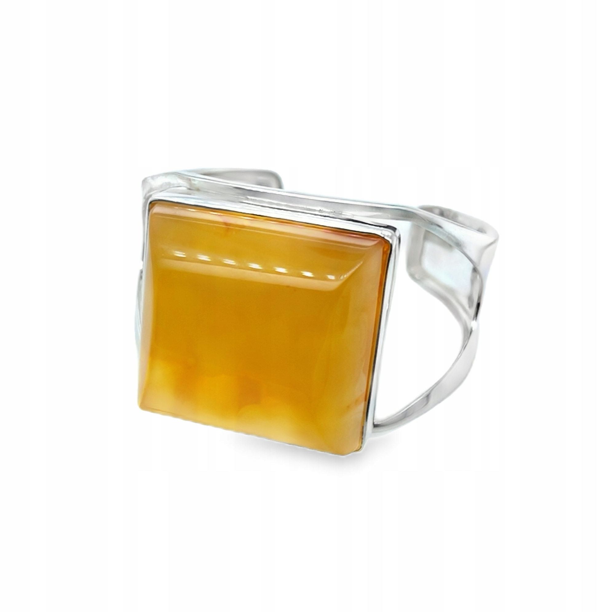 Stříbrný náramek s baltským jantarem, tuhý, elegantní mléčný Film