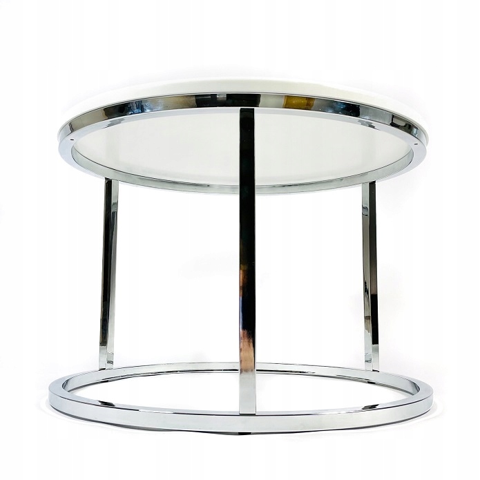 Set de 2 tables GLAMOUR chrome blanc brillant Hauteur meuble 48 cm