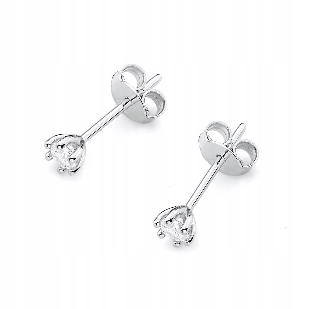 BIAŁE ZŁOTO KOLCZYKI Z DIAMENTEM SZTYFT KLASYCZNE Marka ZŁOCISTO