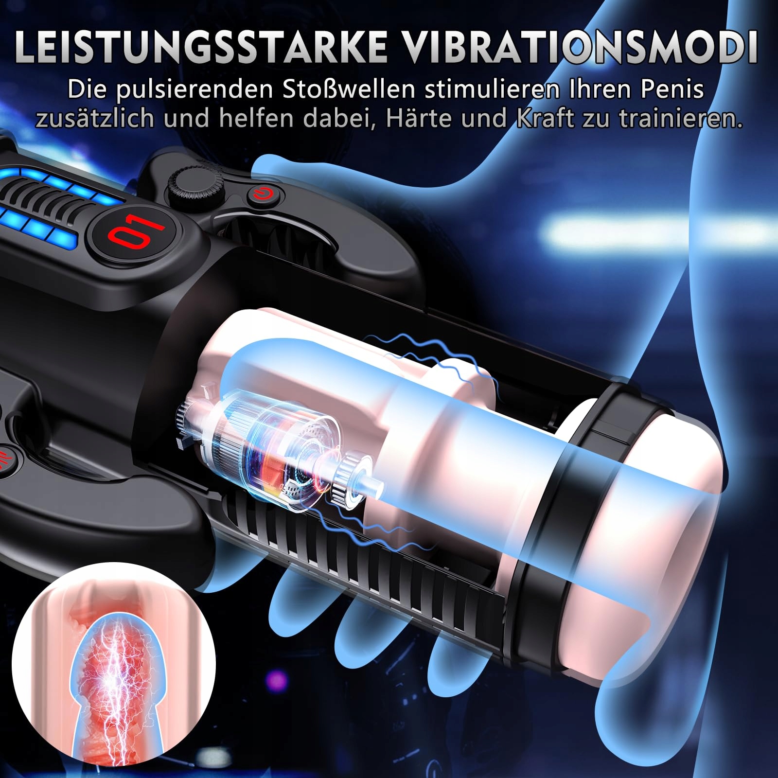 LED MASTURBATOR Dla Mężczyzn Elektryczny Zestaw Wibracyjny Bez Użycia Rąk — miniatura 6