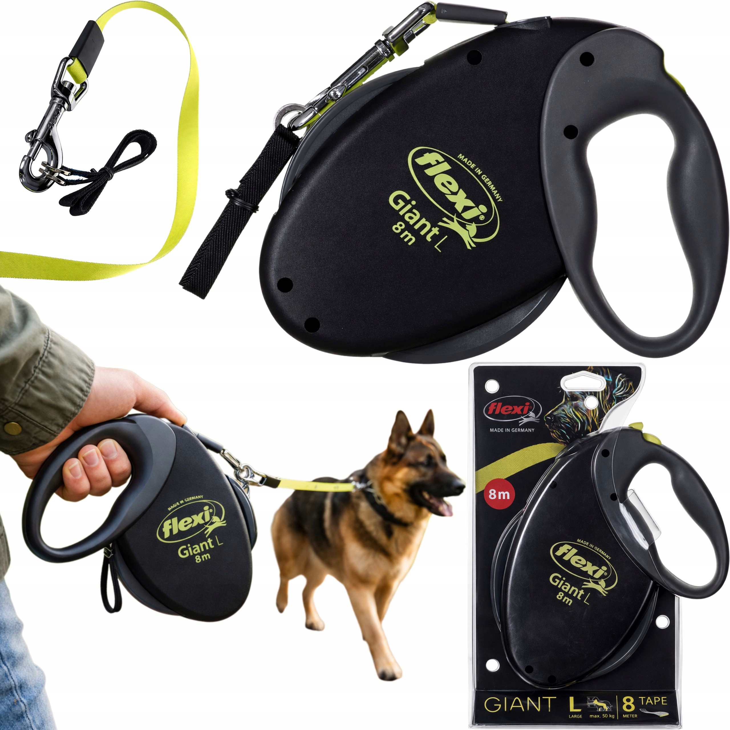 Levně Vodítko pro psa Automatické Flexi 8M Dlouhá páska Odolná pro psy 50 Kg